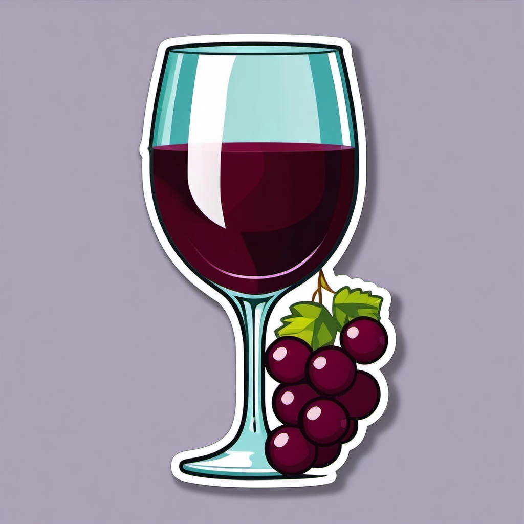 Wine Glass and Grapes Emoji Sticker - Wine appreciation, , sticker vector art, minimalist design