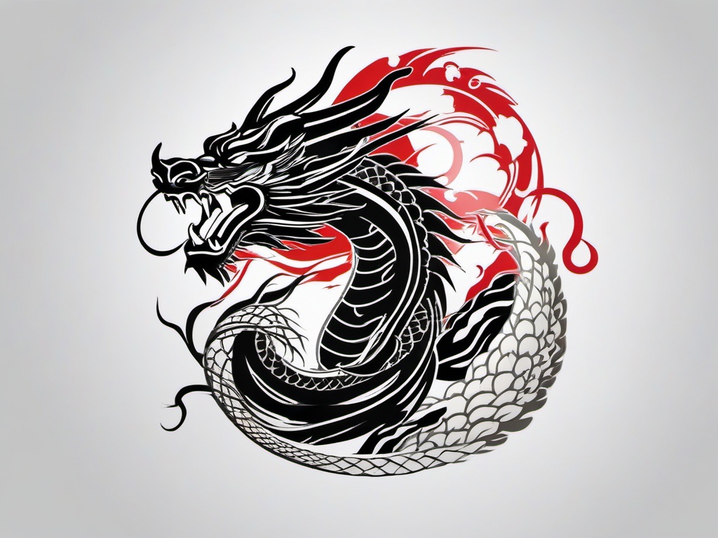 Japanese Dragon Tattoo Ideas - Innovative ideas for Japanese-themed dragon tattoos.  simple color tattoo,minimalist,white background