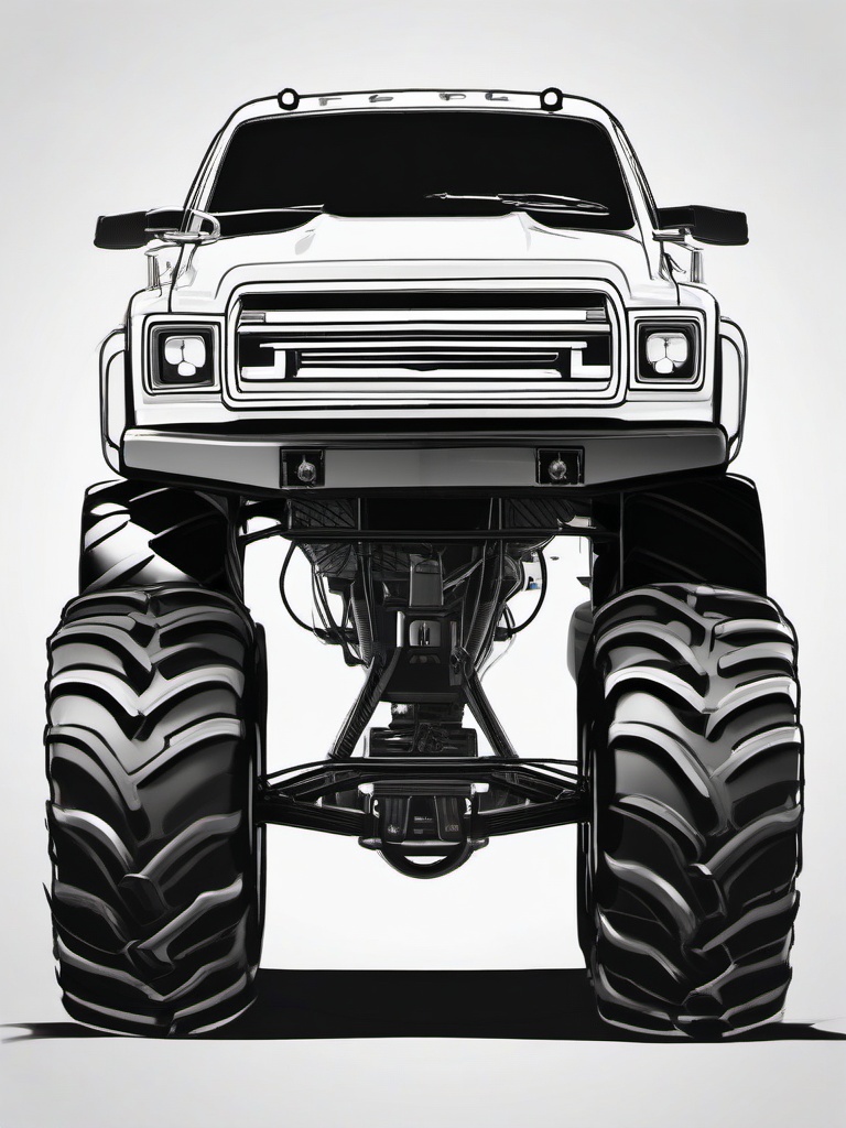 drawing of a monster truck  minimal rough sketch scribbles,doodles,black and white