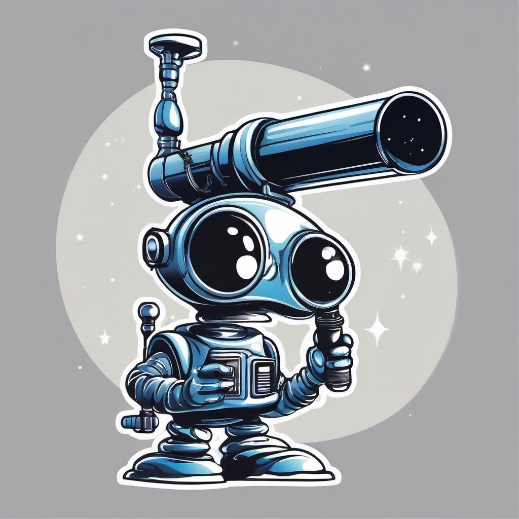 Alien with a telescope clipart.  vector style illustration, white background