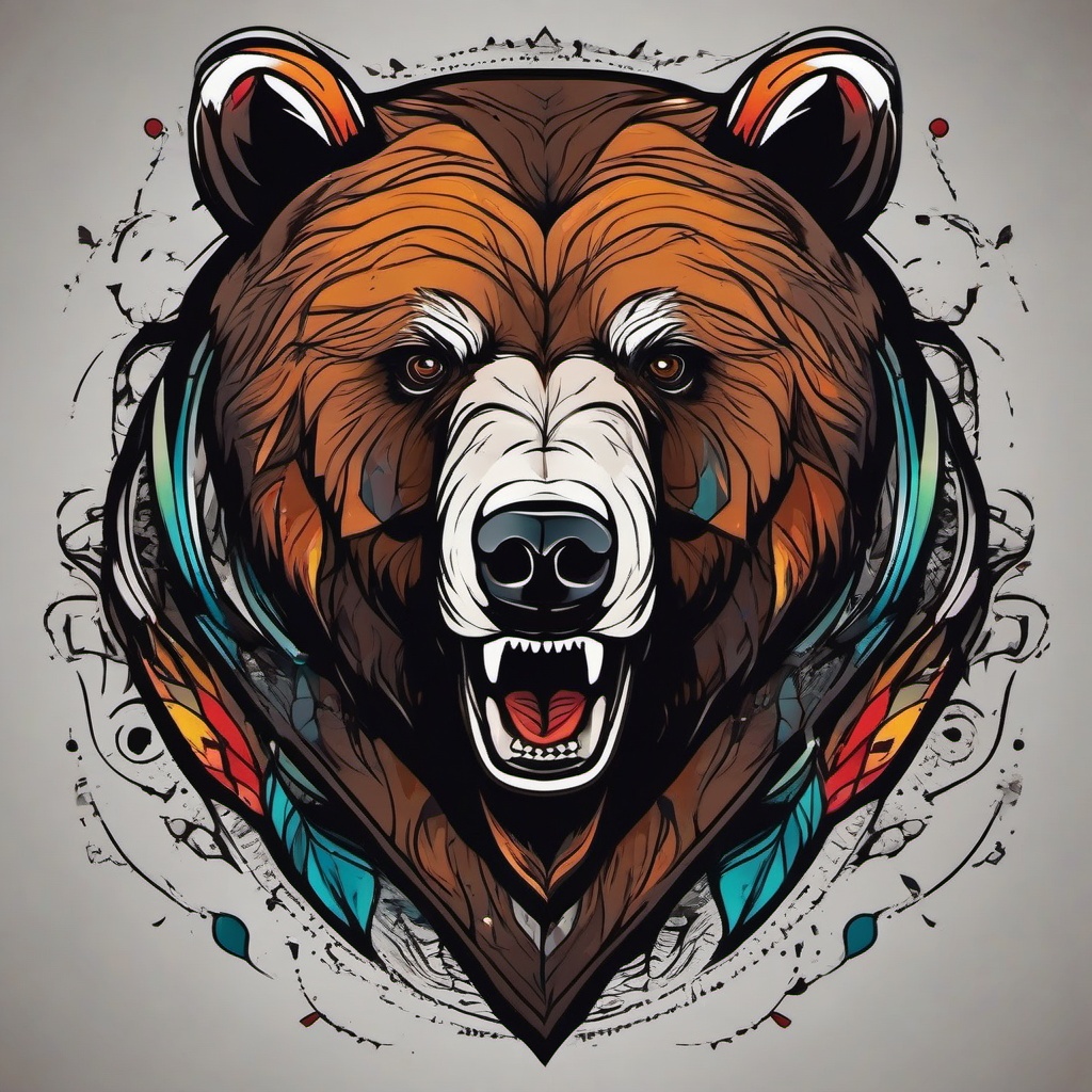 badass bear tattoo  simple vector color tattoo