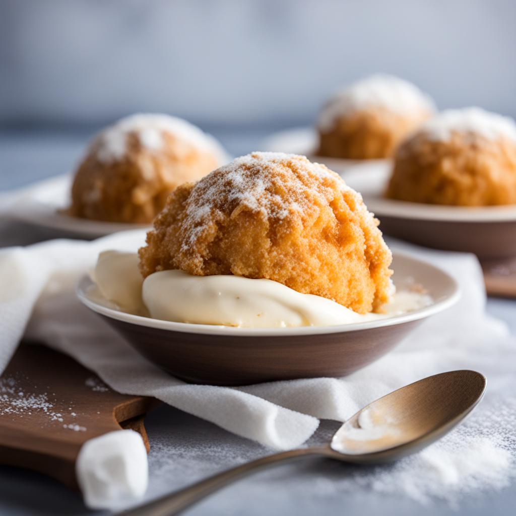 fried ice cream with a crispy outer shell and a cold, creamy interior. 