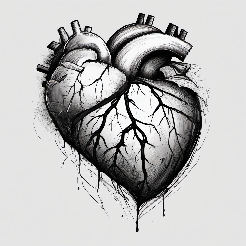 sketch of broken heart  minimal rough sketch scribbles,doodles,black and white