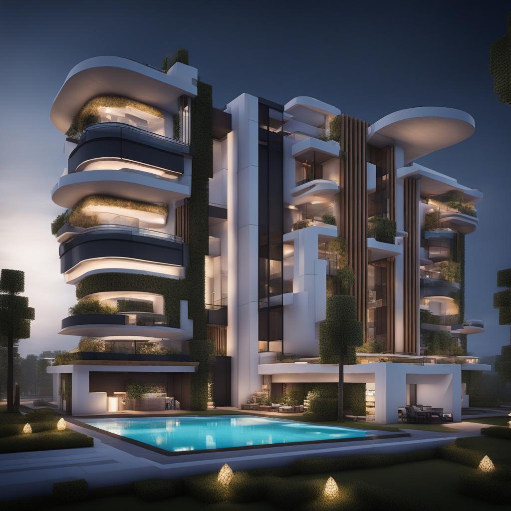 futuristic apartment complex with automated amenities - minecraft house design ideas 