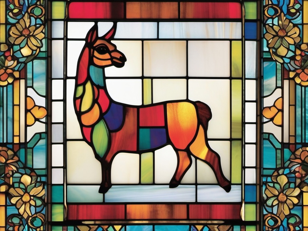 Stained Glass Llama - Add a touch of whimsy to your space with stained glass llama designs, featuring these charming South American animals in vibrant hues.  