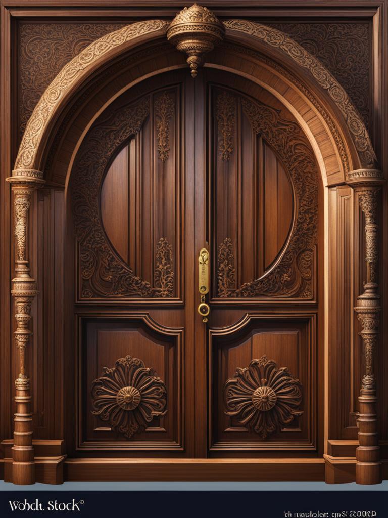 door clipart - an ornate wooden door, hinting at mystery and adventure 