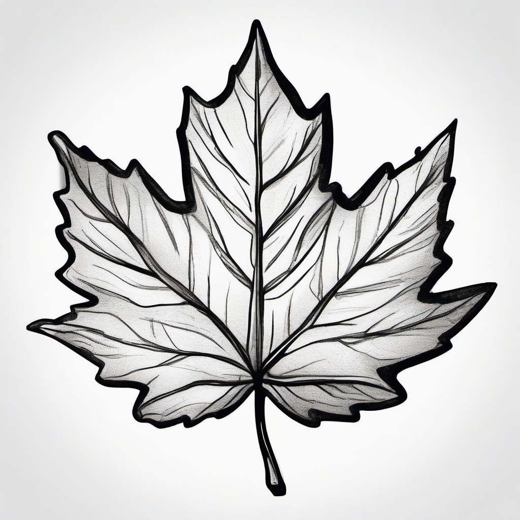 drawing of a maple leaf in fall colors  minimal rough sketch scribbles,doodles,black and white