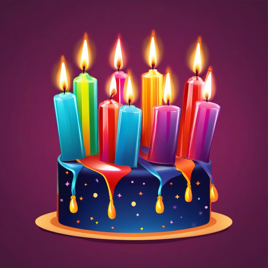 Birthday Candles clipart - Glowing birthday candles on a cake, ,vector color clipart,minimal