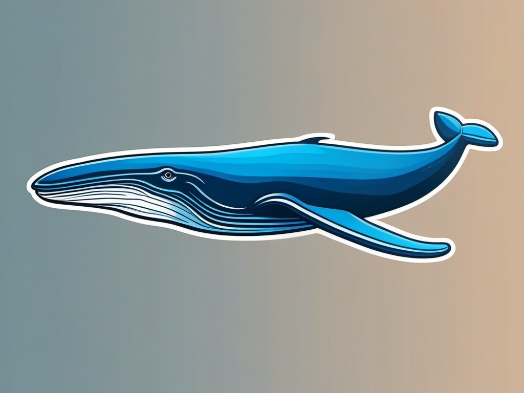 Blue Whale Sticker - A massive blue whale swimming in the ocean, ,vector color sticker art,minimal