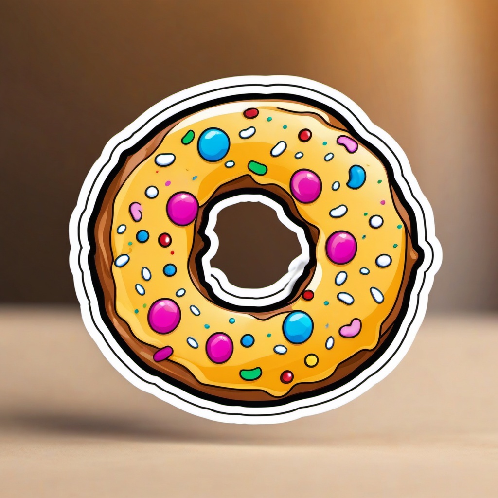 Cheerful Donut sticker- Sprinkled Happiness, , color sticker vector art