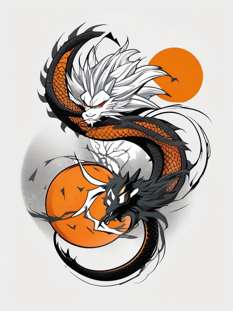 Dragon Ball Tattoo - Tattoos inspired by the popular Dragon Ball series, featuring characters or symbols.  simple color tattoo,minimalist,white background