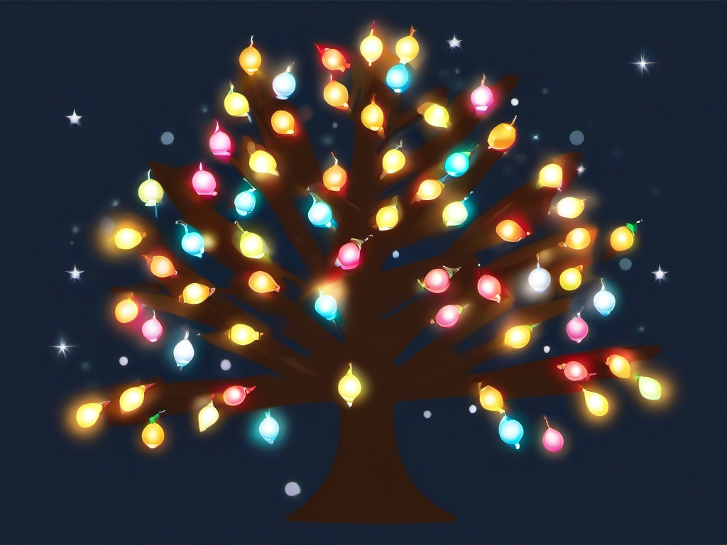 Holiday clipart - holiday lights twinkling on a tree  