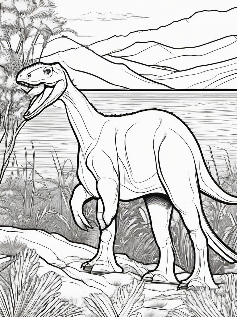 Hadrosaurus Coloring Pages - Duck-Billed Dinosaur  black outline printable coloring page