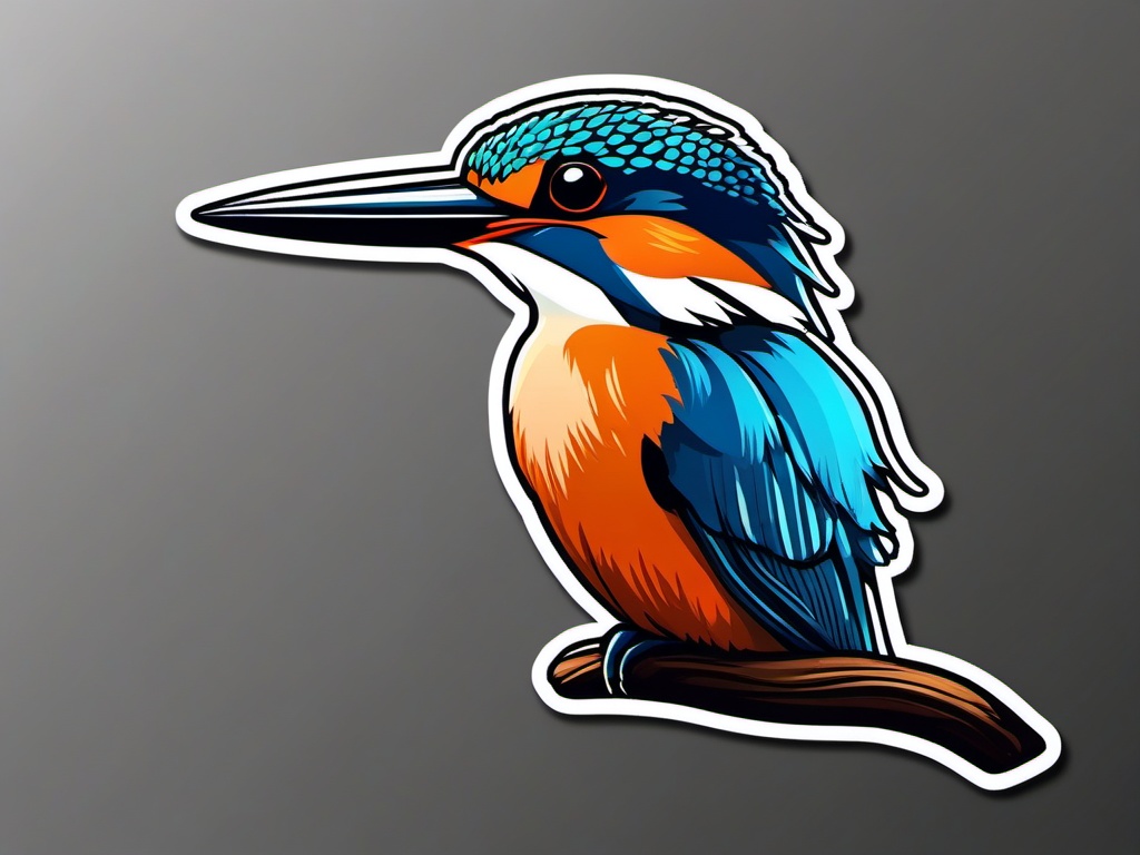 Common Kingfisher Sticker - A common kingfisher perched near water, ,vector color sticker art,minimal