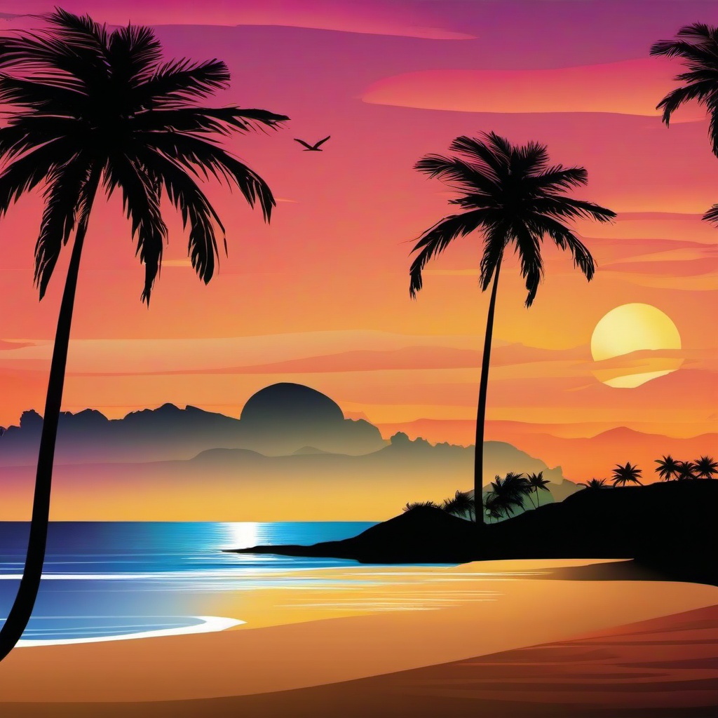 Beach Background Wallpaper - sunset background with palm trees  