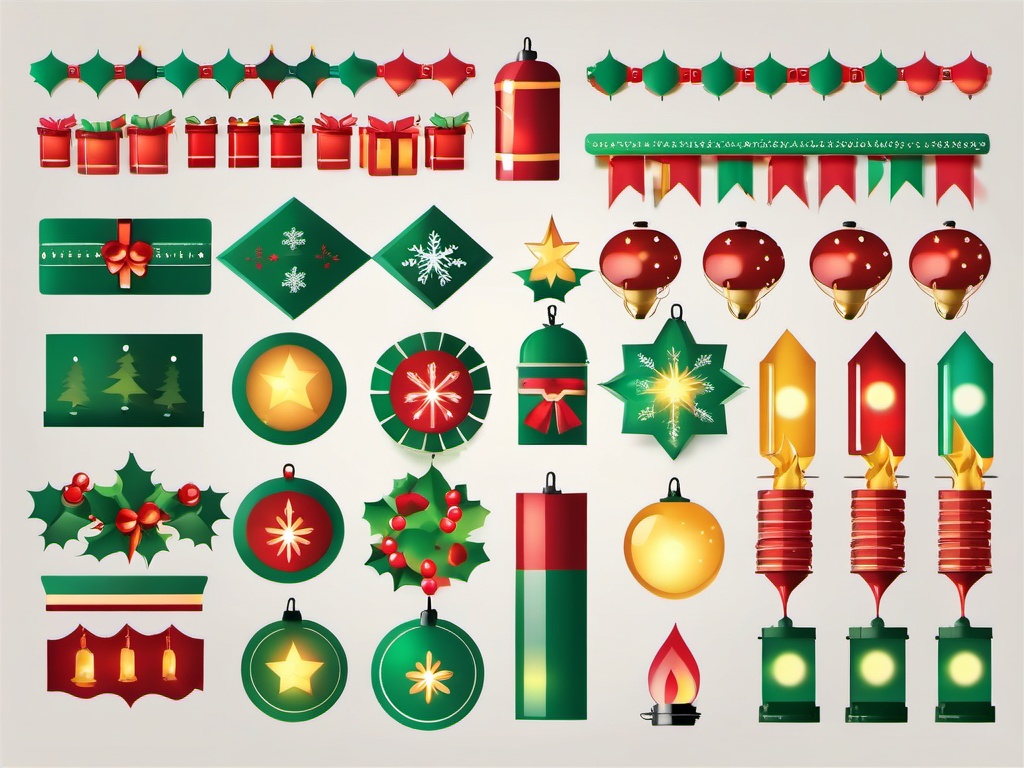 Christmas Lights Clipart,Designing a holiday light display poster  simple, 2d flat