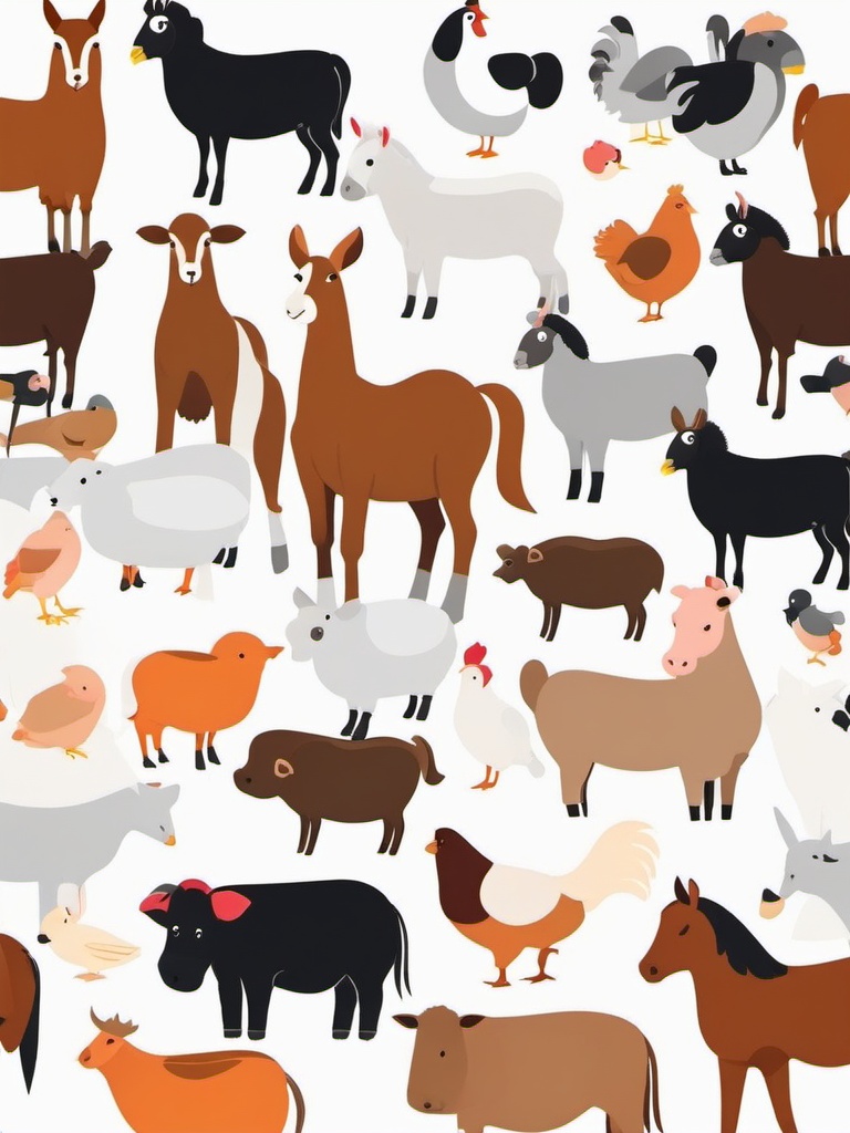 Farm Animal Gathering clipart - Animals gathering on the farm, ,vector color clipart,minimal