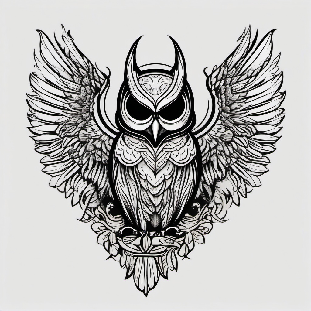 Court of Owls Tattoo - Pay homage to the Court of Owls with a tattoo inspired by this iconic group.  simple color tattoo,vector style,white background