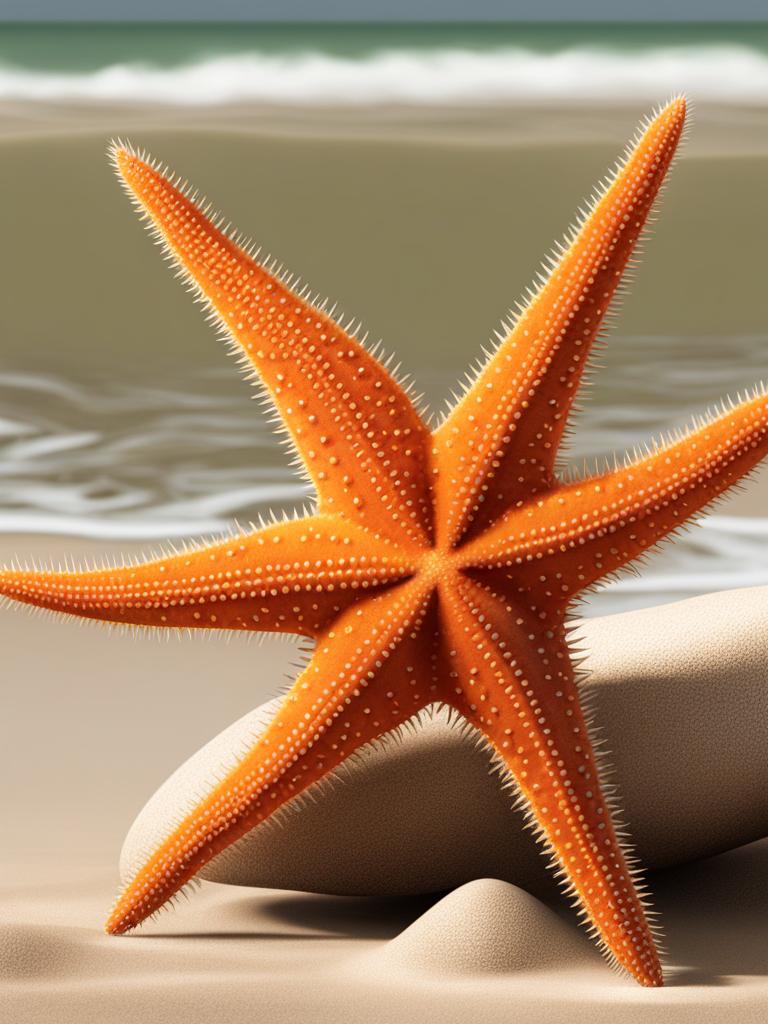 starfish clipart - a spiky, orange starfish. 