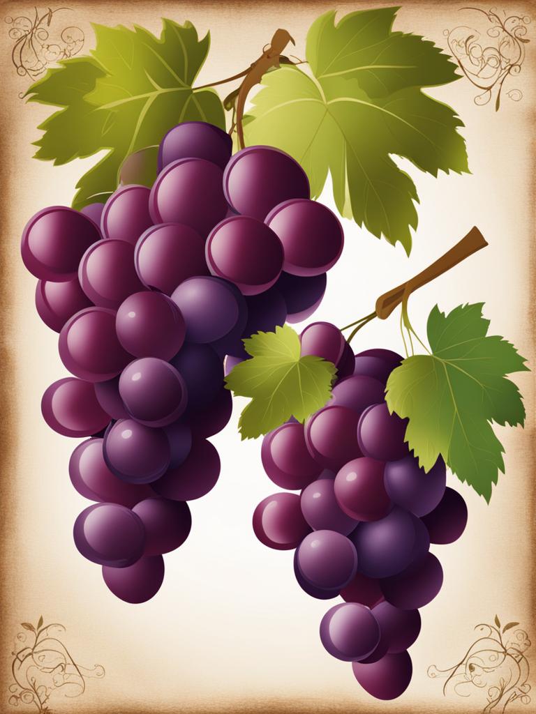 grapes clipart - luscious bunches of grapes, ready for winemaking in a rustic vineyard 