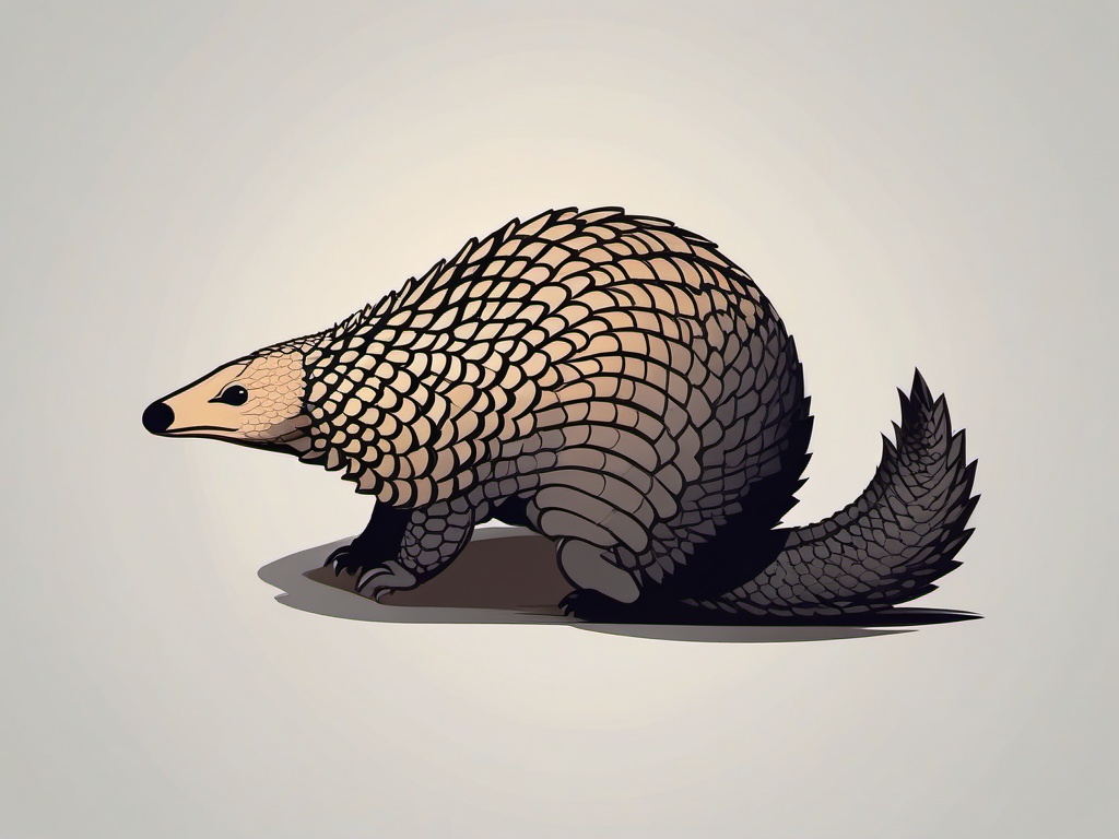 Pangolin Clipart - Pangolin rolling into a protective ball , minimal, 2d