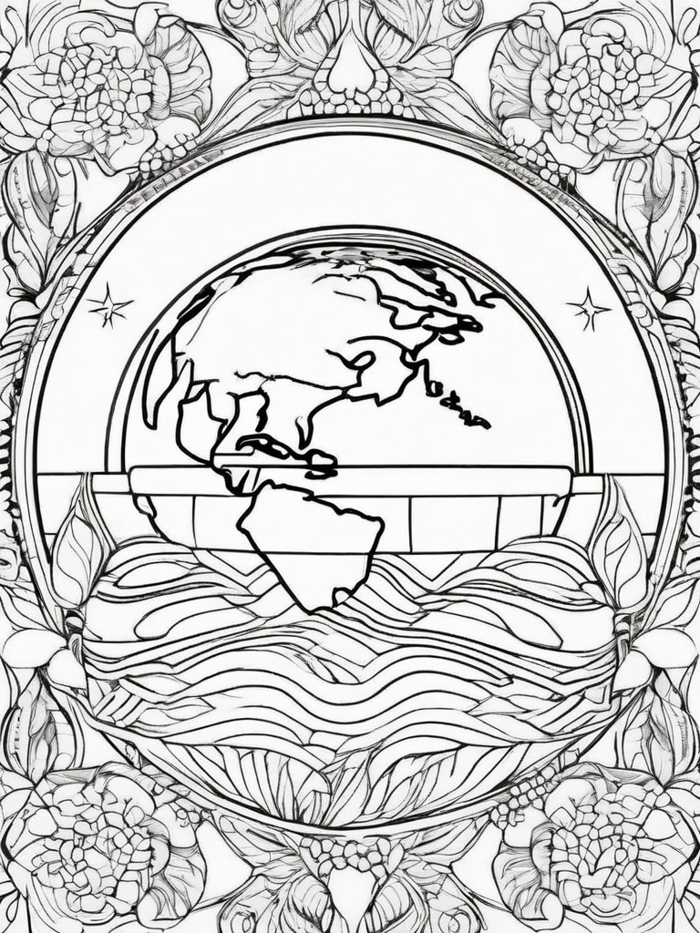 Earth Coloring Pages - Earth with a theme of unity and peace  simple coloring pages