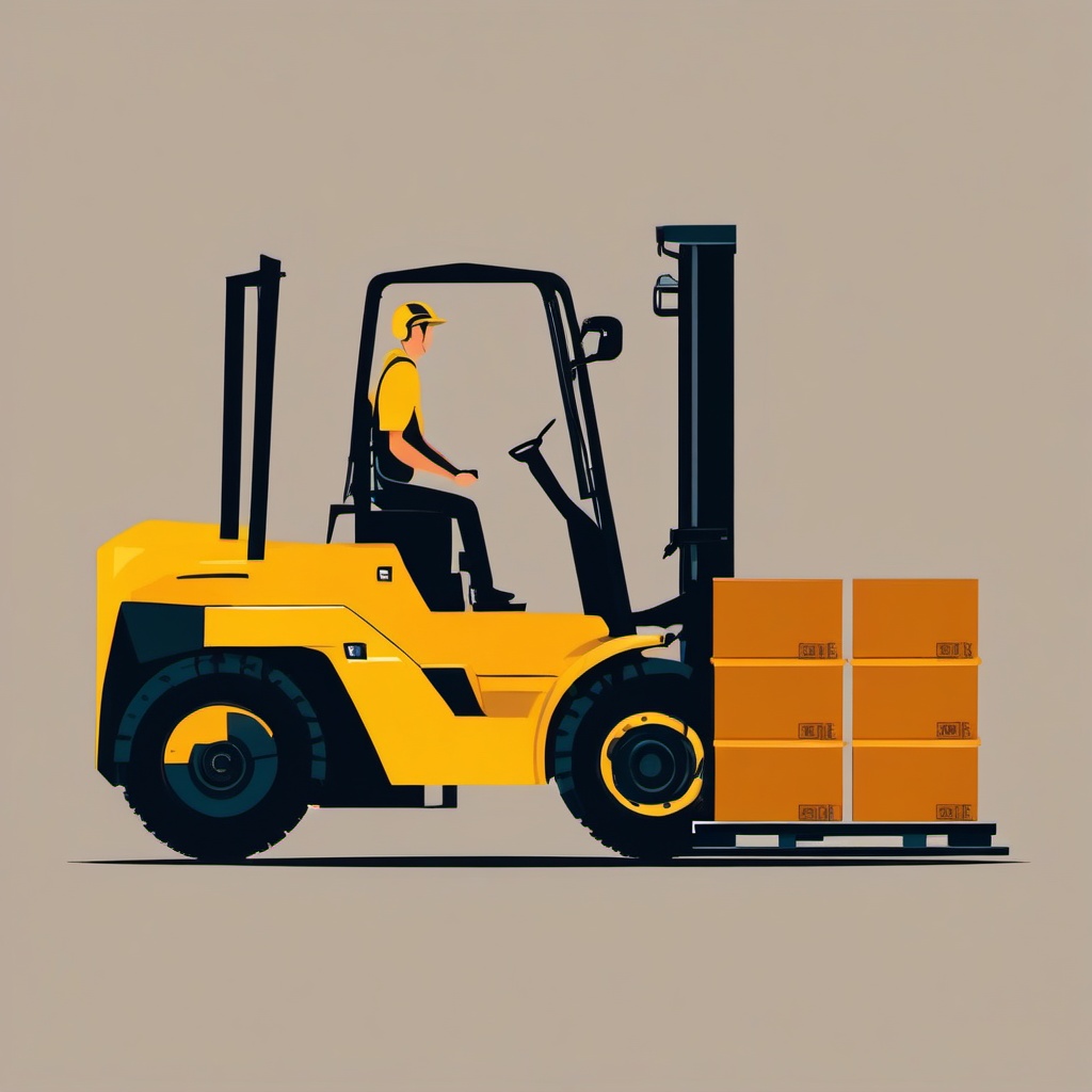 Forklift Clipart - A forklift lifting a heavy load with precision.  transport, color vector clipart, minimal style