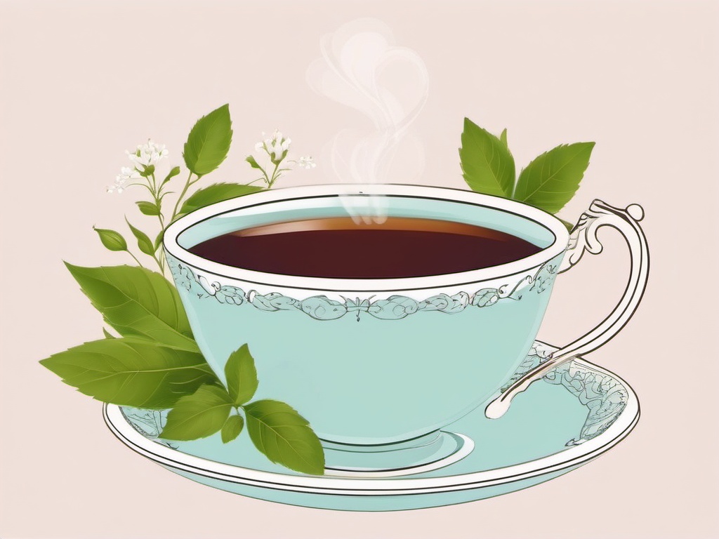 Teacup Clipart - A dainty teacup filled with fragrant herbal tea, steaming gently.  color clipart, minimalist, vector art, 