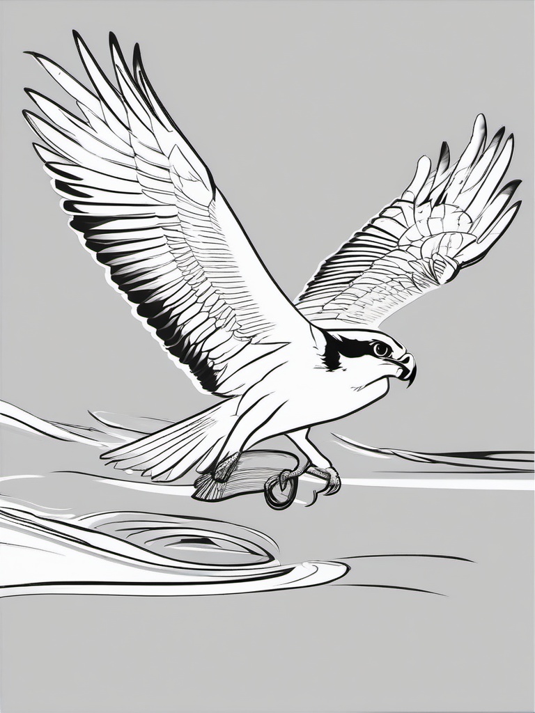 Osprey Coloring Pages - Fish Catching Bird of Prey  minimal black outline printable sheet, coloring page