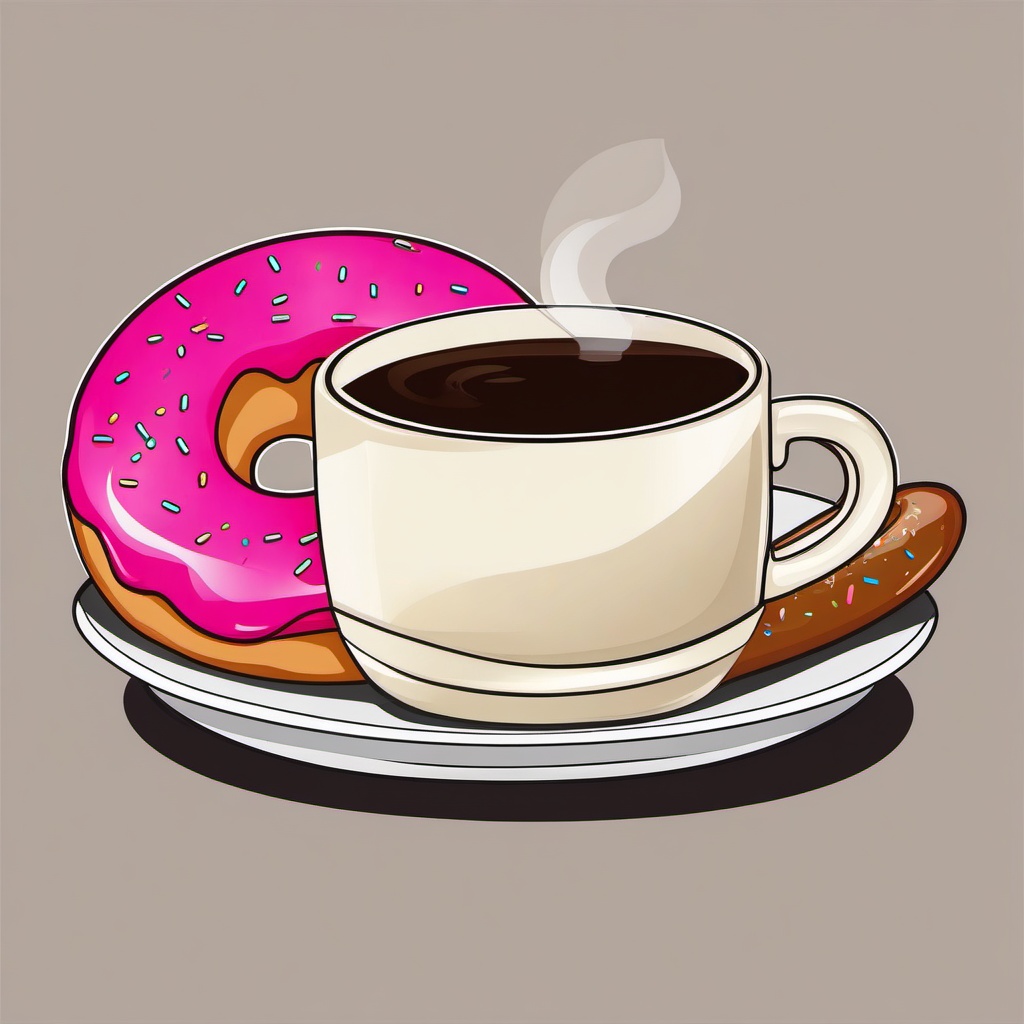 Donut clipart - donut on a plate with coffee  