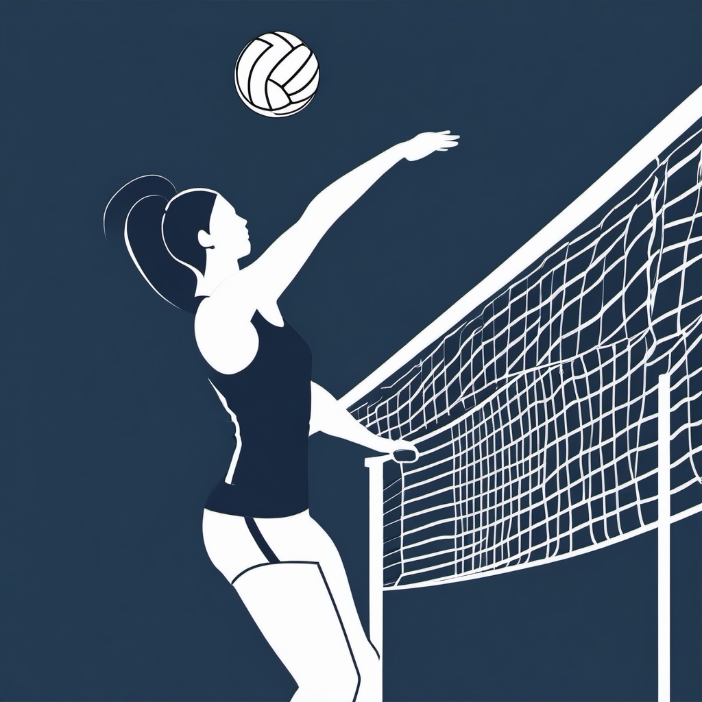 Volleyball Serve Clipart - A volleyball player serving over the net.  color vector clipart, minimal style