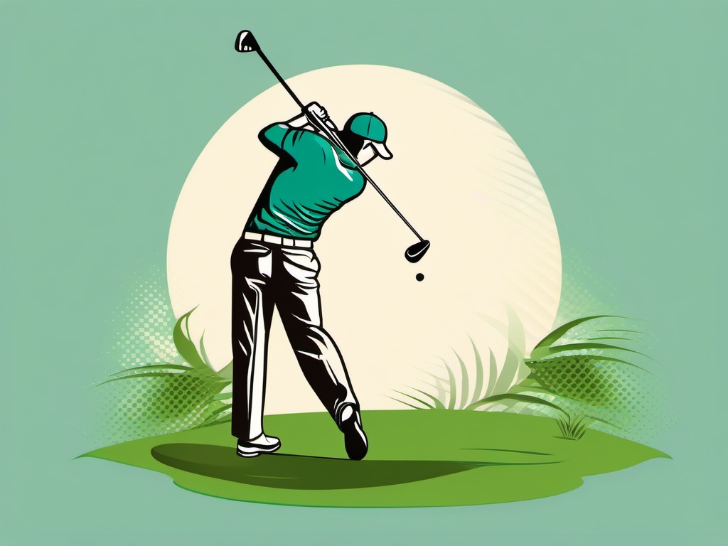 Golf clipart - golfer swinging a club on the green  