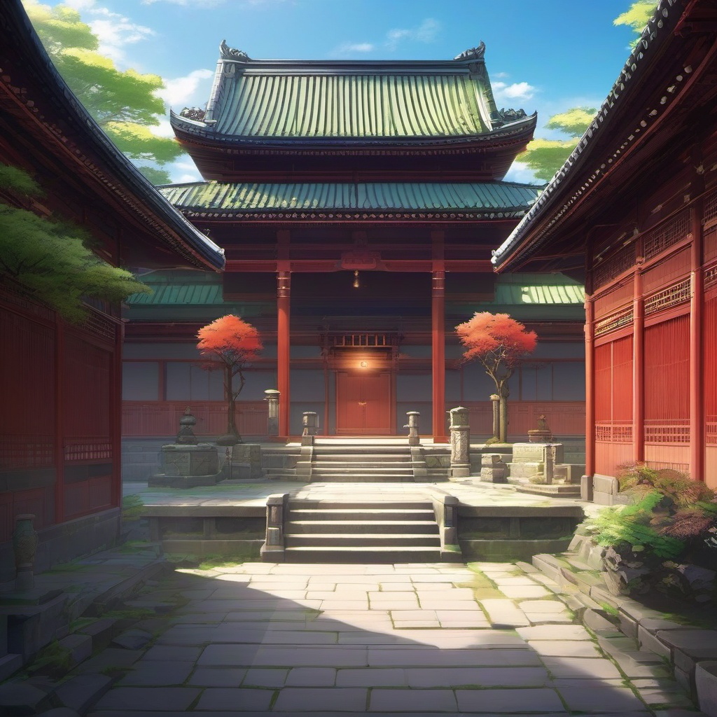 Serene temple courtyard. anime, wallpaper, background, anime key visual, japanese manga