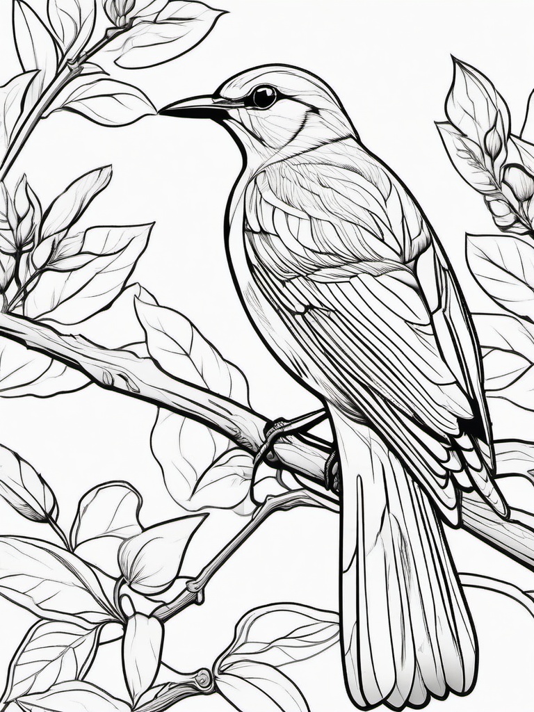 Mockingbird Coloring Pages - Mimicking Songbird  minimal black outline printable sheet, coloring page