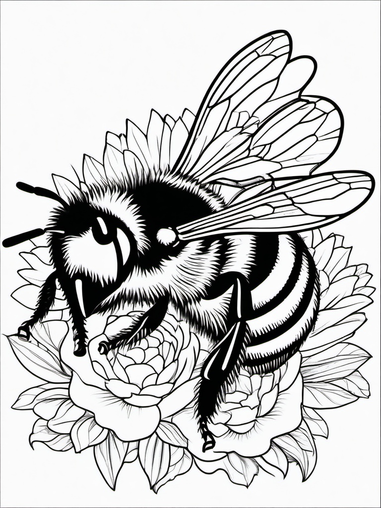 Bumble Bee Coloring Pages - Bumble Bee with a beehive  simple coloring pages