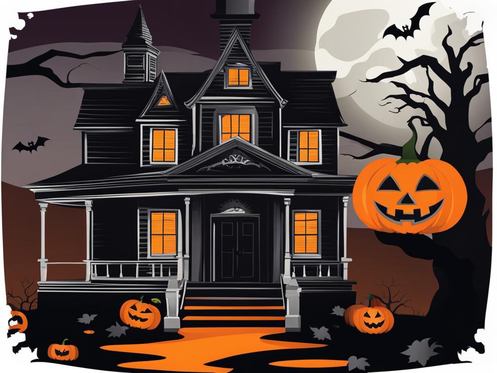 halloween clipart in a spooky haunted house - setting a chilling tone. 