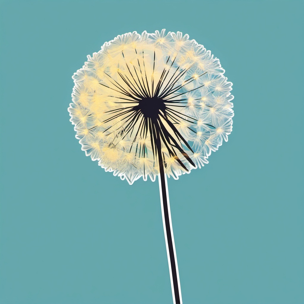 Windblown dandelion sticker- Whimsical and carefree, , sticker vector art, minimalist design