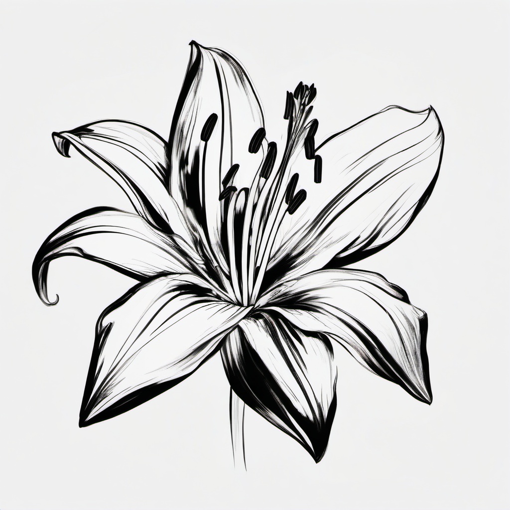 drawing of a lily  minimal rough sketch scribbles,doodles,black and white