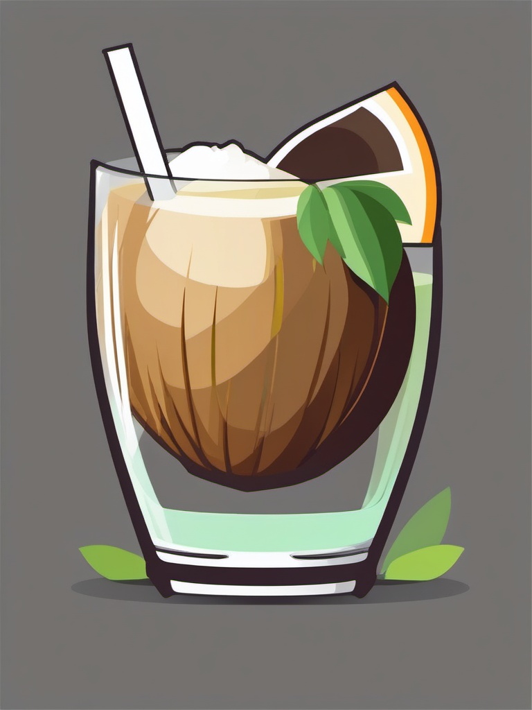 Coconut and Coconut Water Drink Clipart - A coconut and a refreshing coconut water drink.  color vector clipart, minimal style