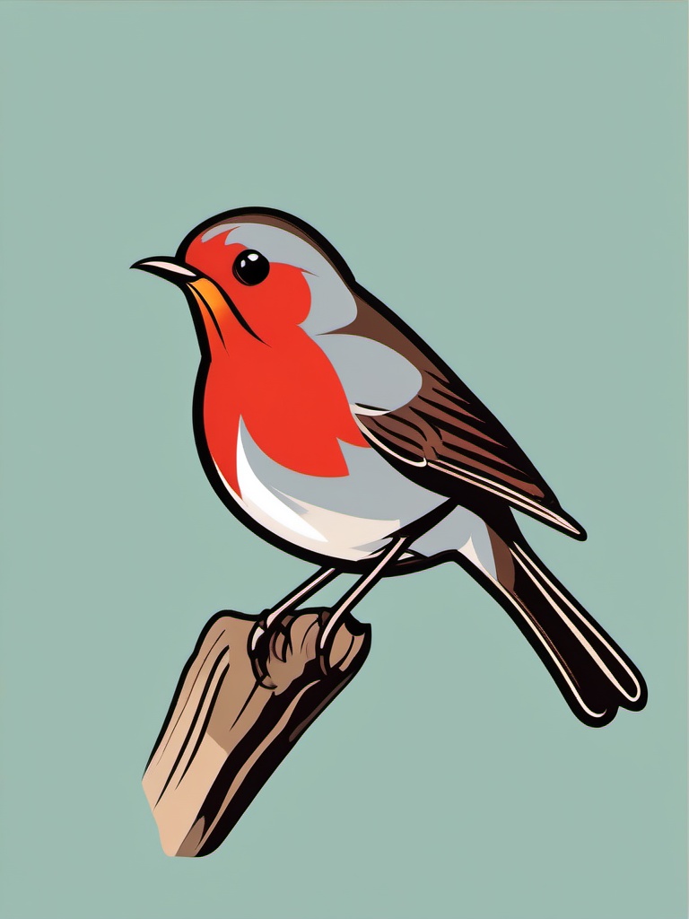 Robin clipart - Small bird with a distinctive red breast taking flight, ,color clipart vector style