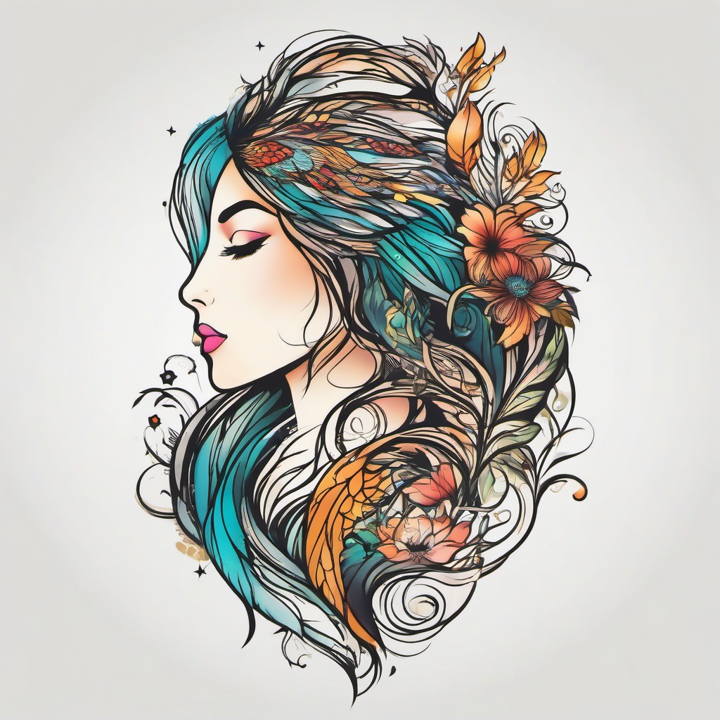 virgo spirit animal tattoos  simple vector color tattoo