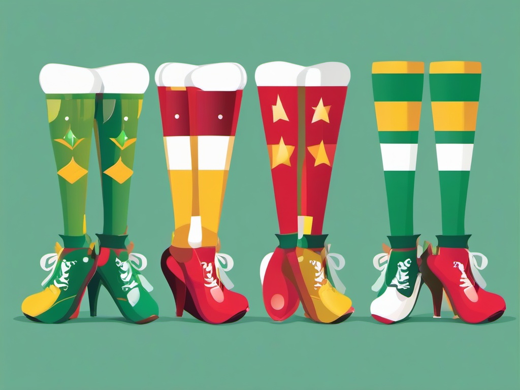 Elf clipart - elf with colorful socks and shoes  color,minimalist,vector clipart