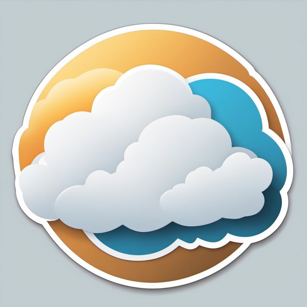 Cloud Sticker - Fluffy white cloud design, ,vector color sticker art,minimal