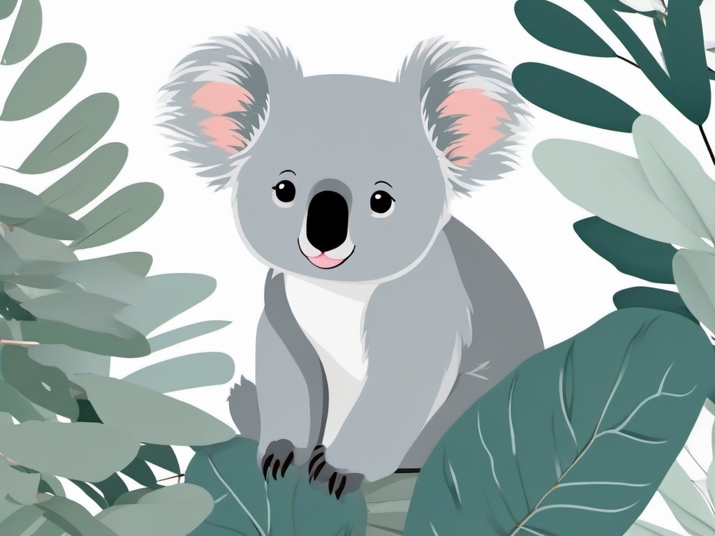 Cute Koala in a Eucalyptus Paradise  clipart, simple