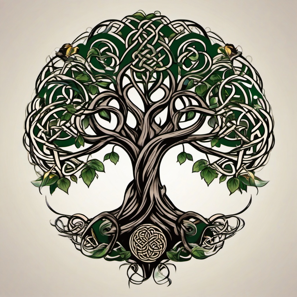 celtic tattoo tree  simple vector color tattoo