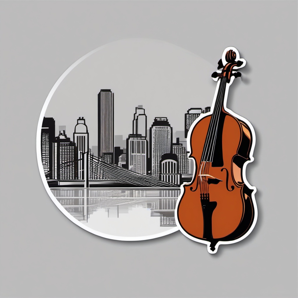 Cello Sticker - Producing deep and resonant sounds from the soulful cello, , sticker vector art, minimalist design