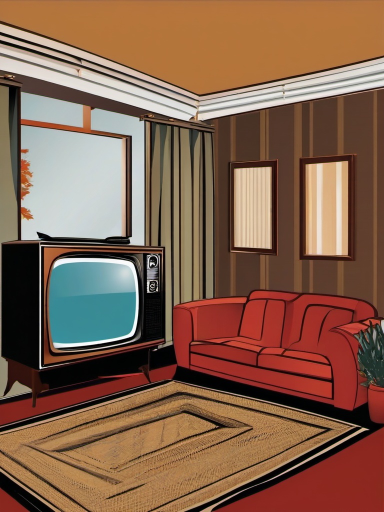 Television clipart - television in a living room  clipart