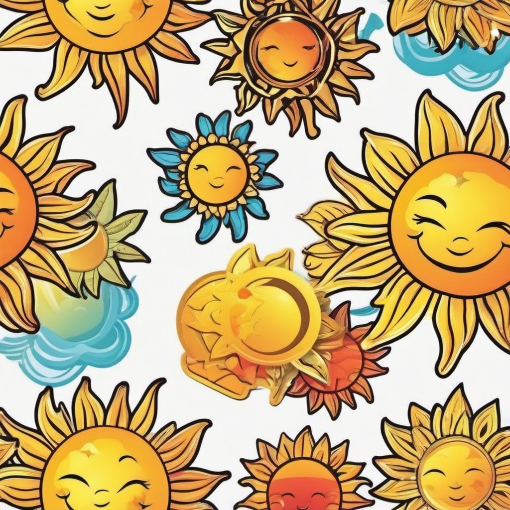 Sun Sticker - Bright and sunny, ,vector color sticker art,minimal