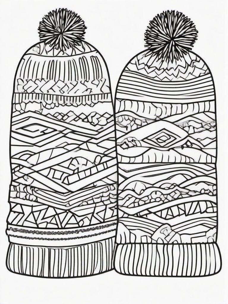 Winter Hat Coloring Pages - Fun and Stylish Winter Hats  minimal black outline printable sheet, coloring page