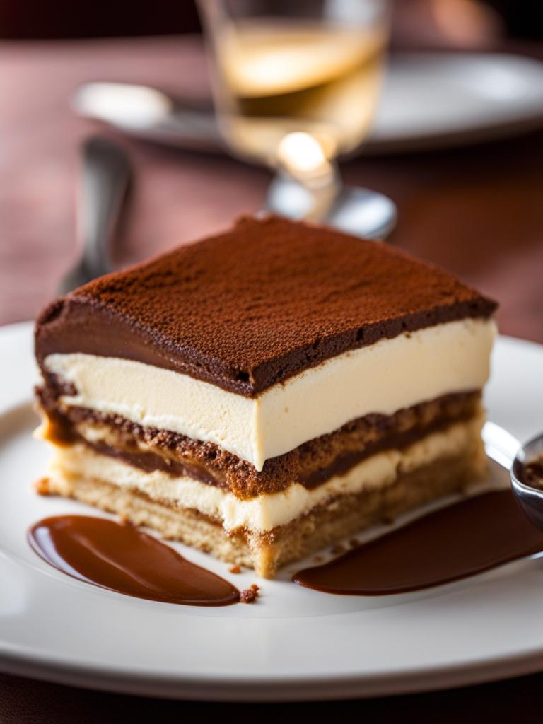 italian tiramisu, a classic dessert, devoured at a charming trattoria in florence. 